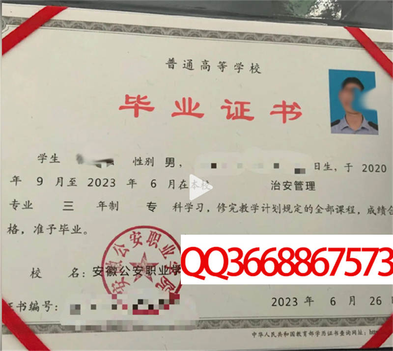 安徽公安职业学院2023年毕业证图片