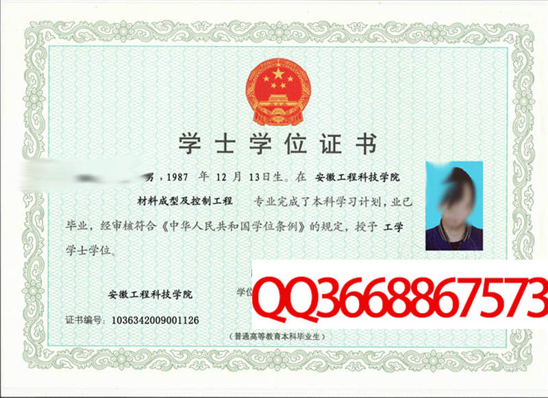 安徽工程科技学院2009年学位证图片