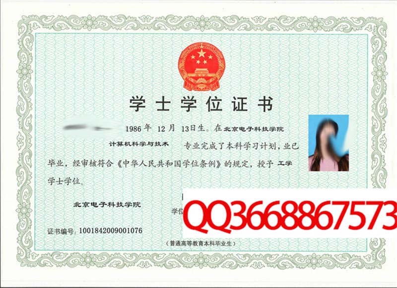 北京电子科技学院2009年学位证样本