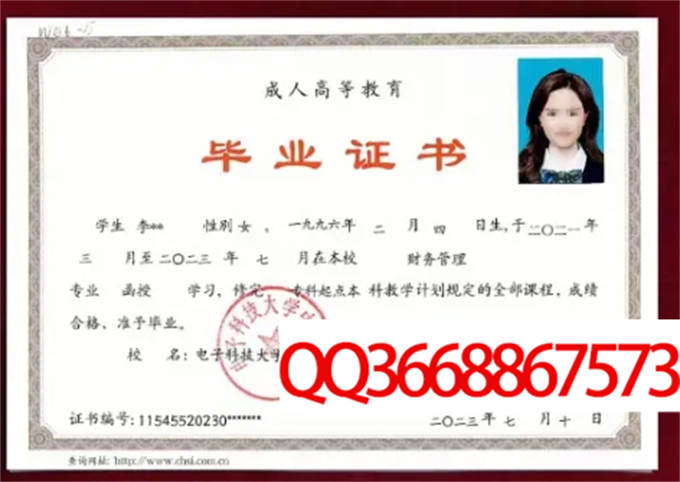 电子科技大学中山学院2023毕业证样本