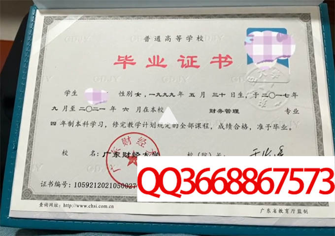 广东财经大学2021年毕业证样本