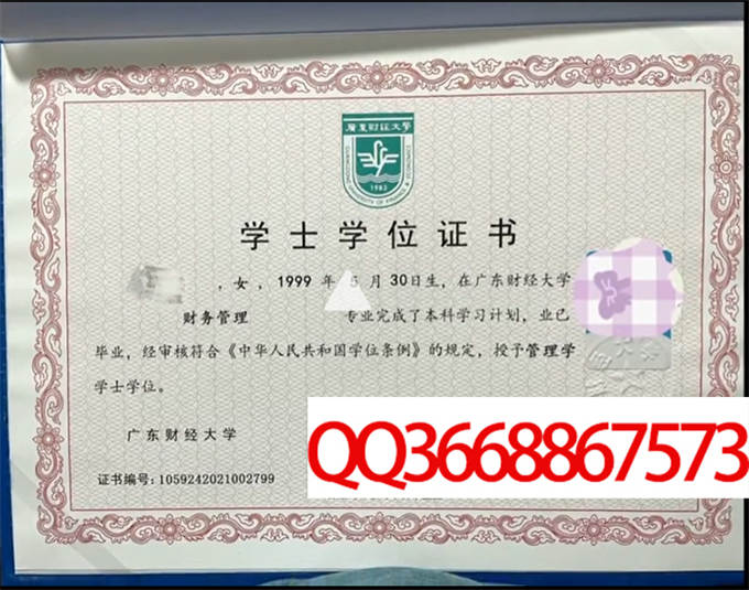 广东财经大学2021年学位证样本