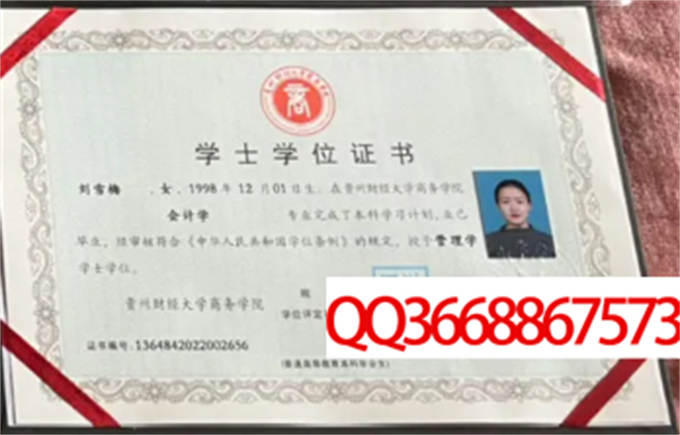 贵州财经大学商务学院2022年学位证样本