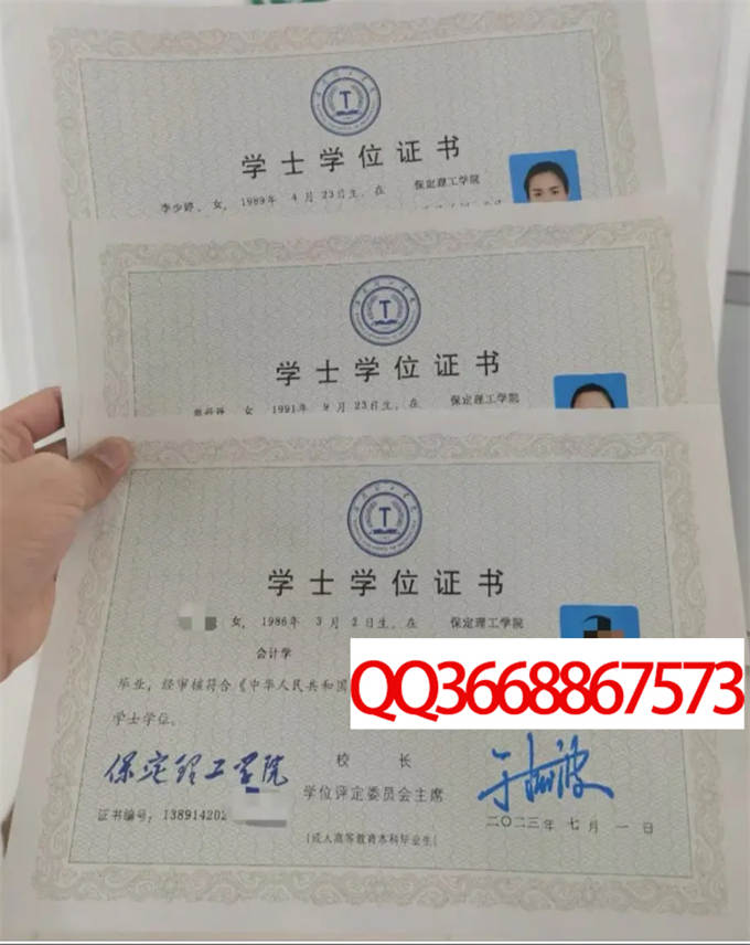 保定理工学院2023年学位证样本