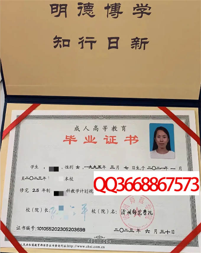 沧州师范学院2023年毕业证样本