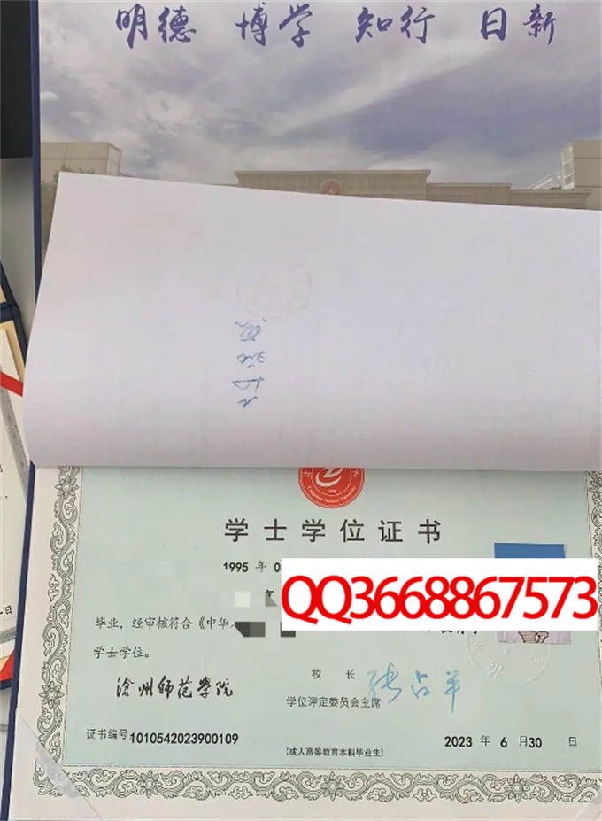 沧州师范学院2023年学位证样本