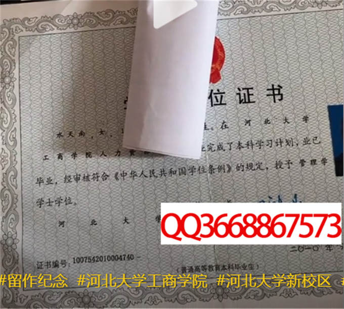 河北大学工商学院2010年学位证样本