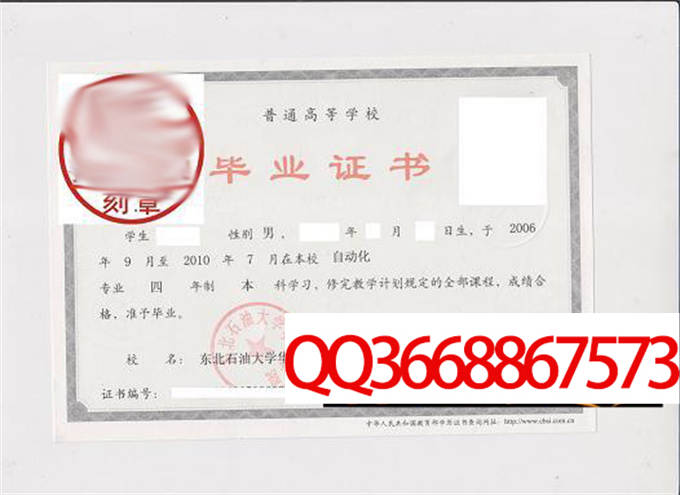 东北石油大学华瑞学院2010年毕业证样本