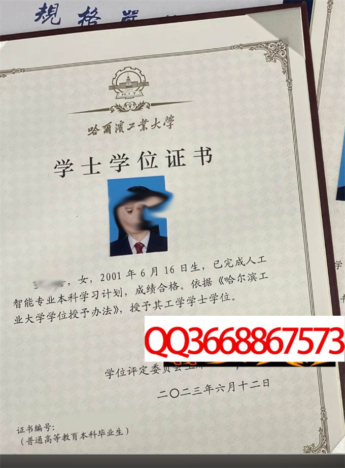 哈尔滨工业大学2023年学位证样本