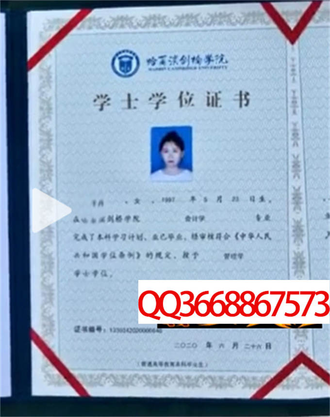 哈尔滨剑桥学院2020年学位证样本