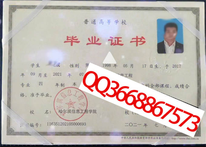 哈尔滨信息工程学院2021年毕业证样本