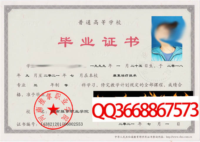 河南推拿职业学院2021年毕业证样本