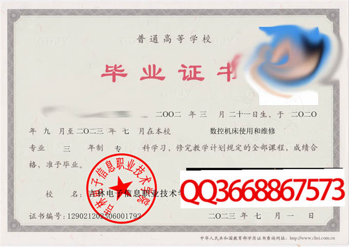 吉林电子信息职业技术学院2023年毕业证样本