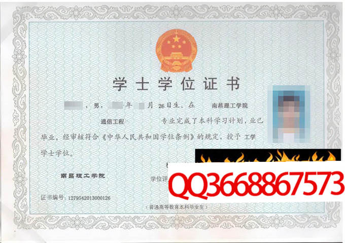 南昌理工学院2013年学位证样本