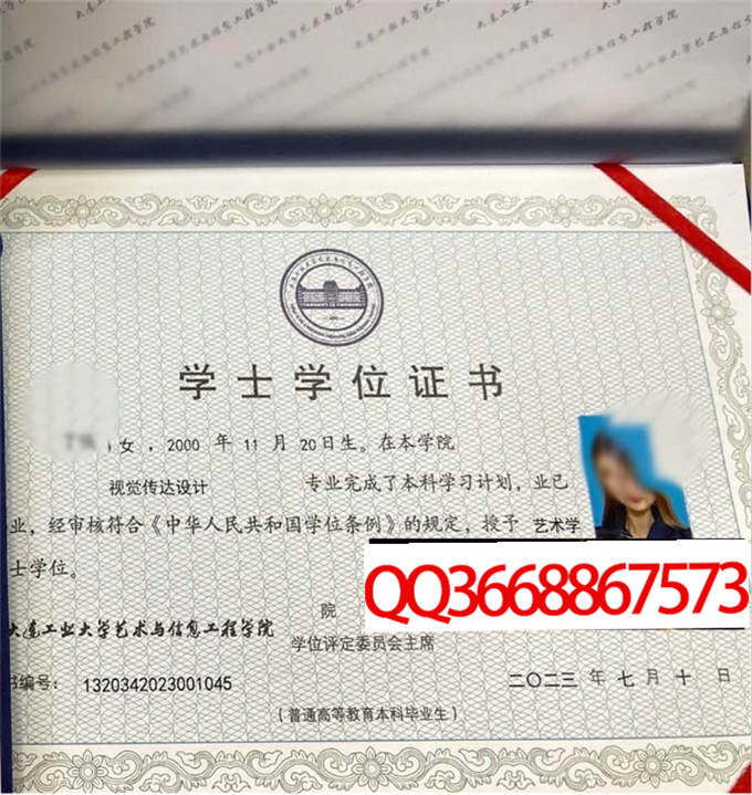 大连工业大学艺术与信息工程学院2023年学位证样本