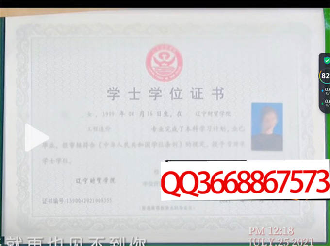 辽宁财贸学院2021年学位证样本