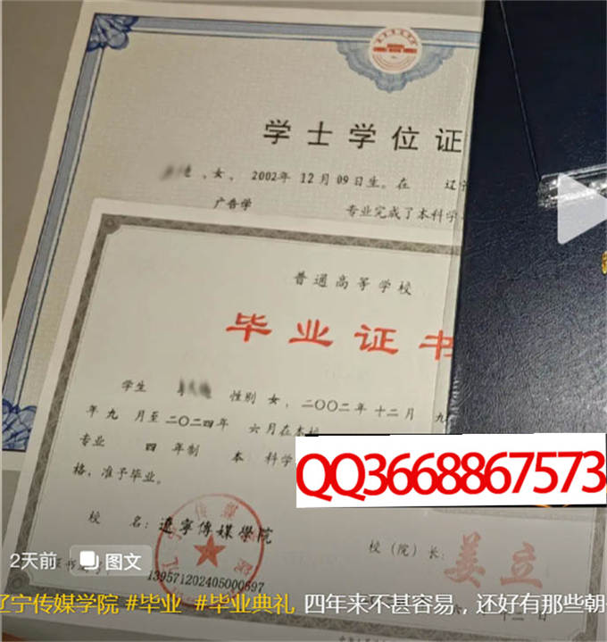 辽宁传媒学院2024年毕业证样本