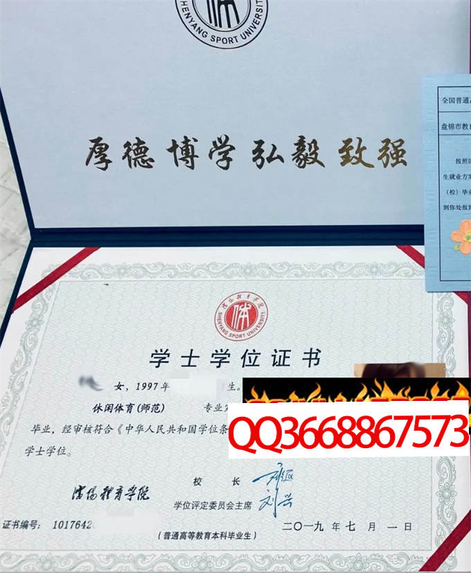 沈阳体育学院2019年学位证样本