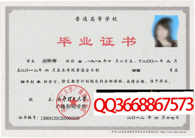 成都理工大学广播影视学院2012年毕业证样本