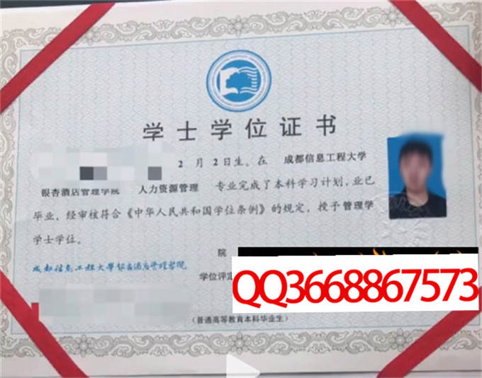 成都信息工程大学银杏酒店管理学院2021年学位证样本