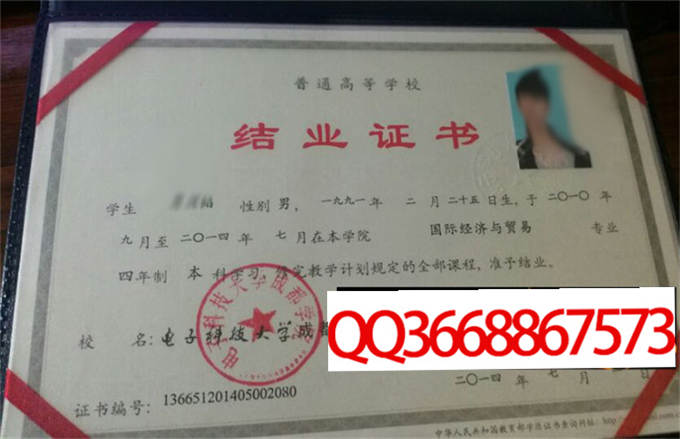 电子科技大学成都学院2014年毕业证样本