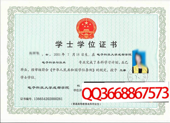 电子科技大学成都学院2023年学位证样本