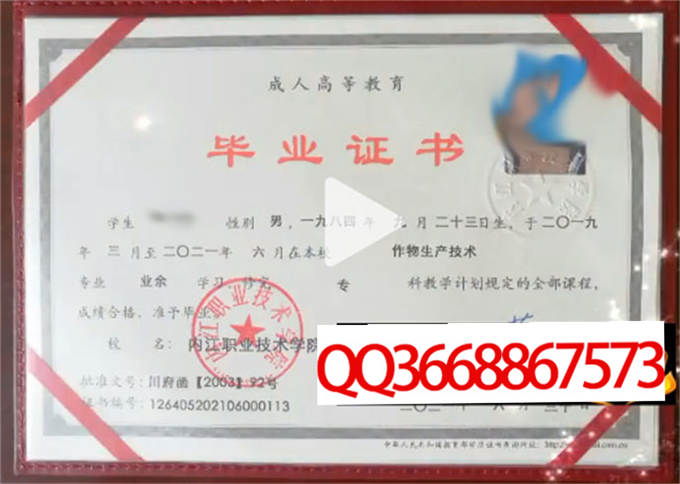 内江职业技术学院2021年毕业证样本