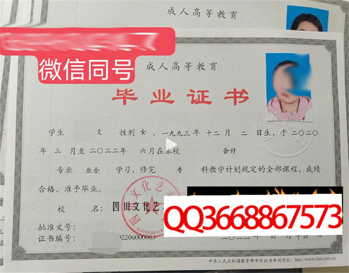 四川文化艺术学院2022年毕业证样本