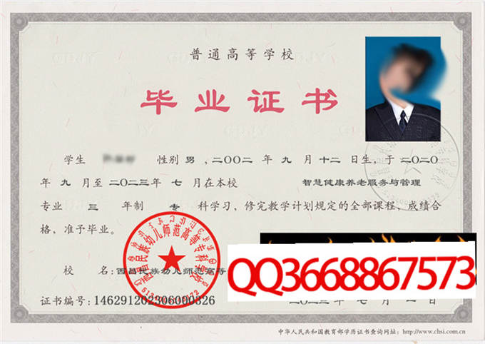 西昌民族幼儿师范高等专科学校2023年毕业证样本