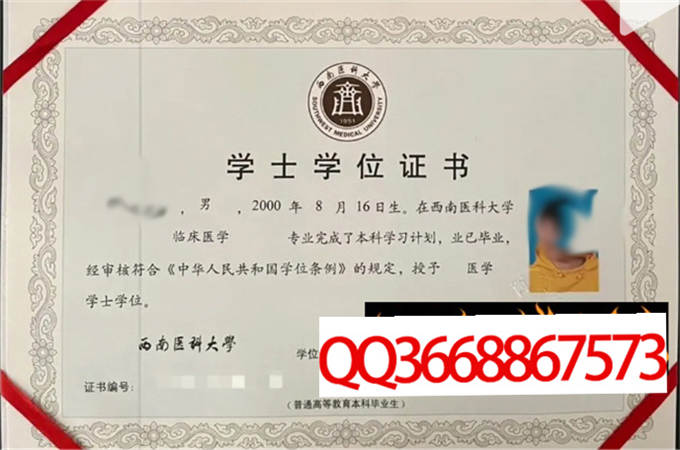 西南医科大学2023年学位证样本