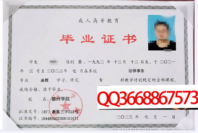 德州学院2023年毕业证样本