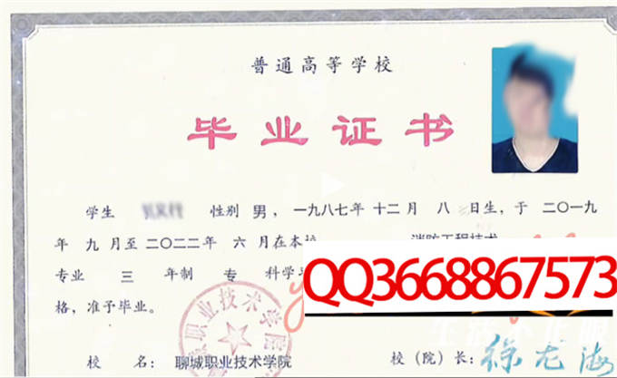 聊城职业技术学院2022年毕业证样本