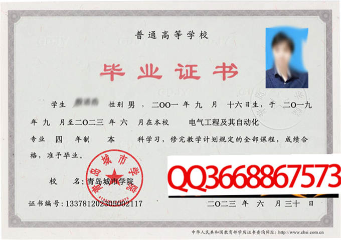 青岛城市学院2023年毕业证样本