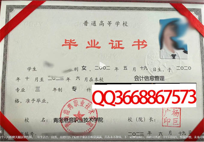 青岛港湾职业技术学院2023年毕业证样本