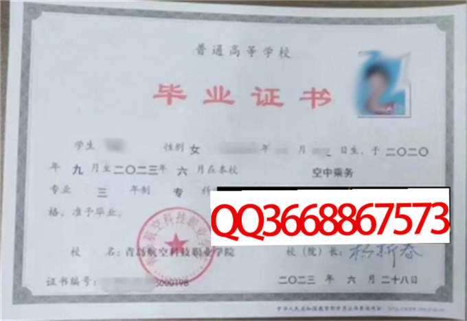 青岛航空科技职业学院2023年毕业证样本