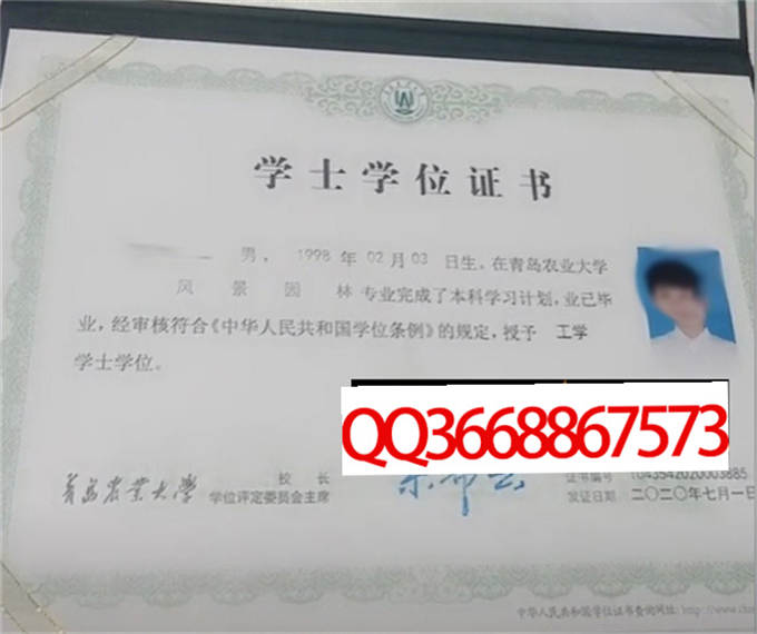 青岛农业大学2020年学位证样本