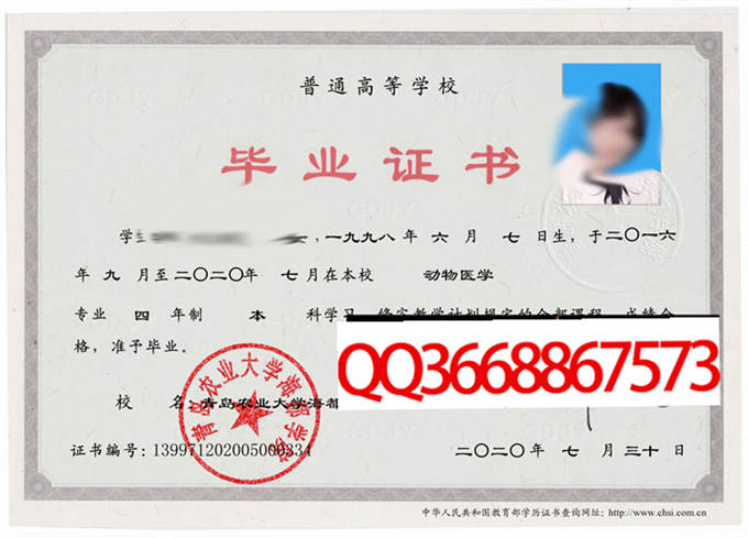 青岛农业大学海都学院2020年毕业证样本