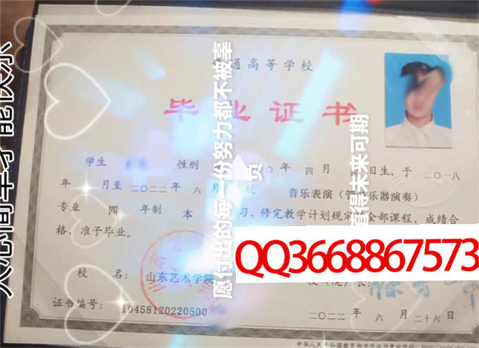 山东艺术学院2022年毕业证样本