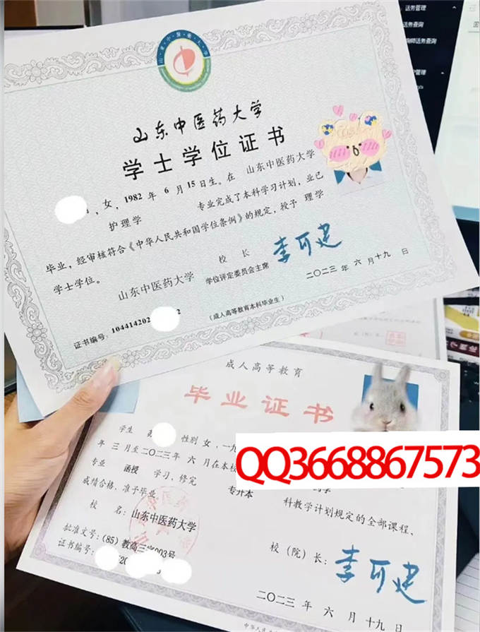 山东中医药大学2023年学位证样本