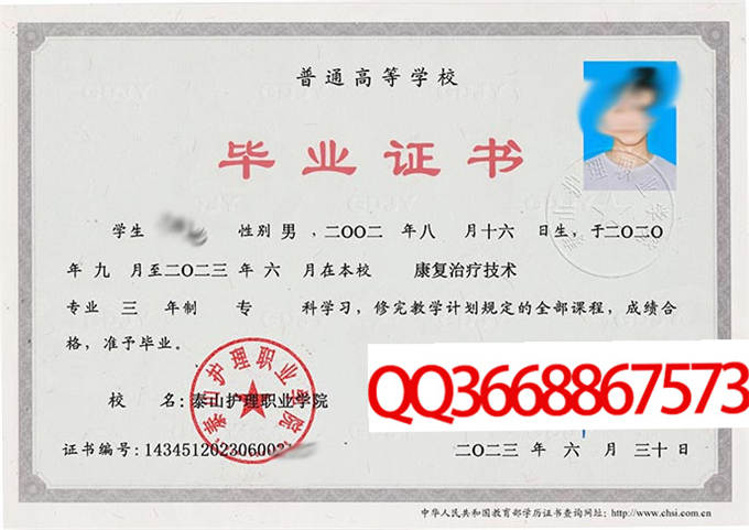 泰山护理职业学院2023年毕业证样本