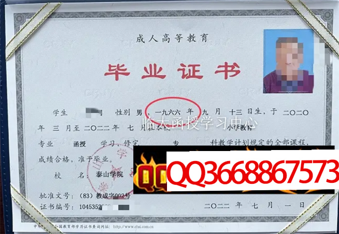 泰山学院2022年毕业证样本