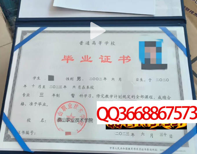 泰山职业技术学院2023年毕业证样本