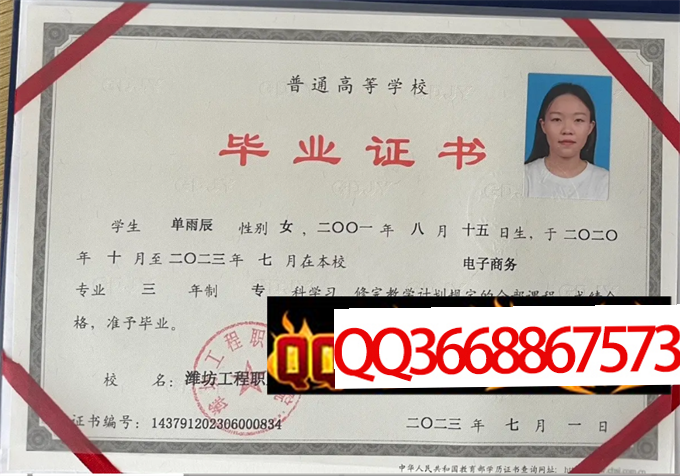 潍坊工程职业学院2023年毕业证样本