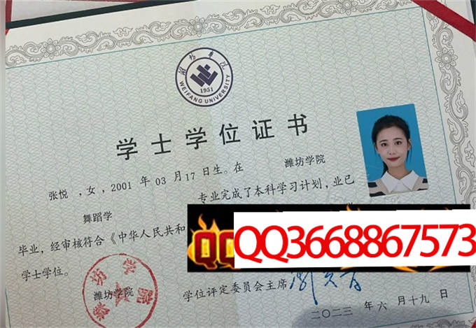 潍坊学院2023年学位证样本