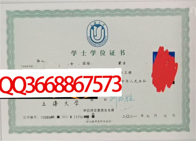 上海大学2021年学位证样本
