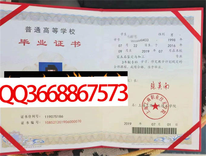 上海工商职业技术学院2019年毕业证样本