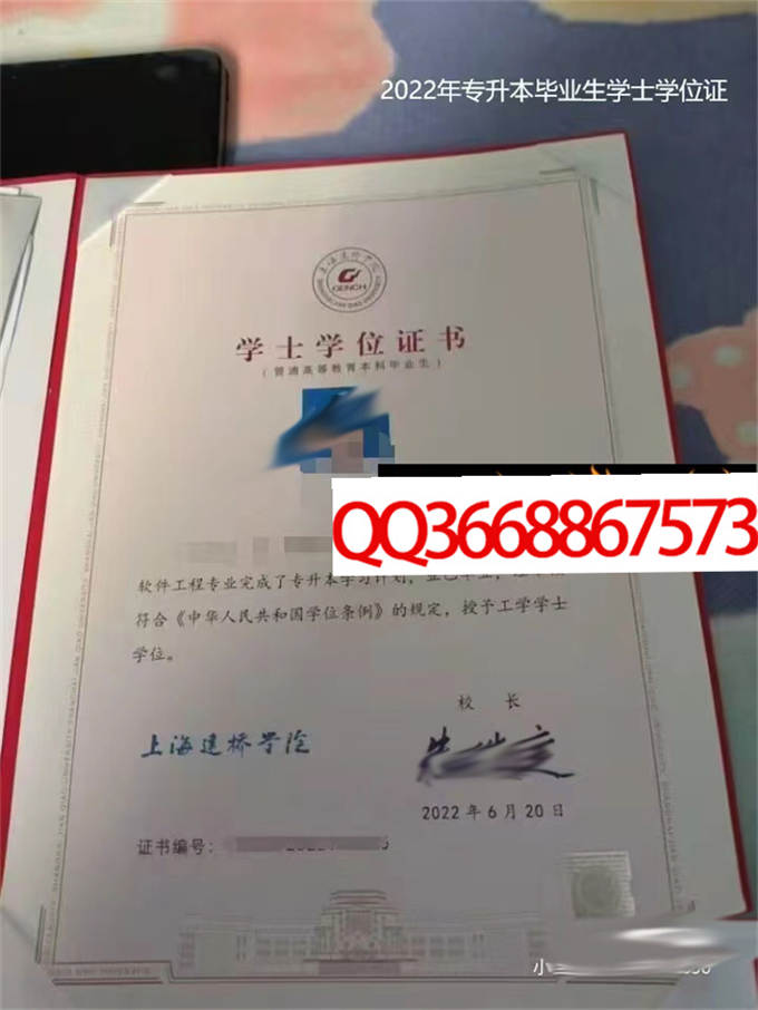 上海建桥学院2022年学位证样本