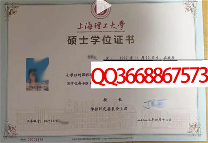 上海理工大学2023年学位证样本