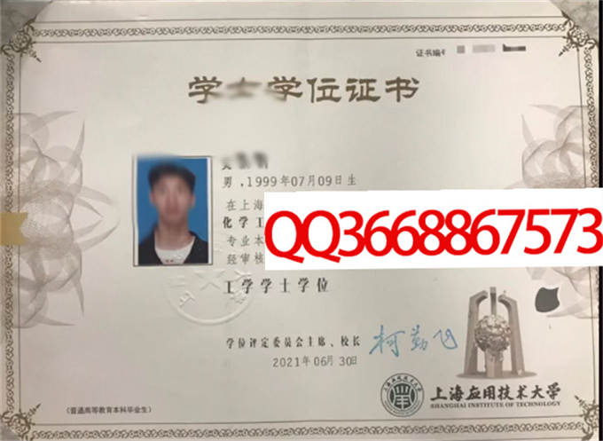 上海应用技术大学2021年学位证样本