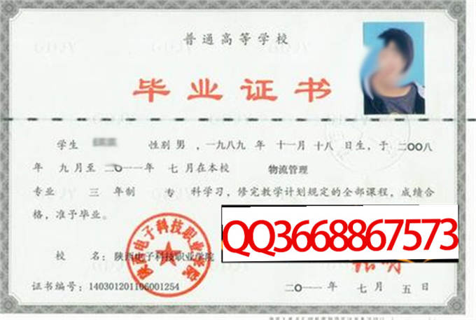 陕西电子科技职业学院2011年毕业证样本